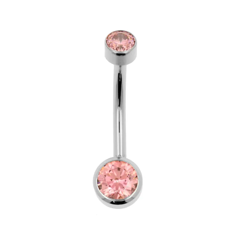 Titanium Navelpiercing Met Zirkonia Pink