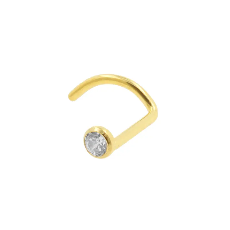 Titanium Neuspiercing Met Zirkonia Goud