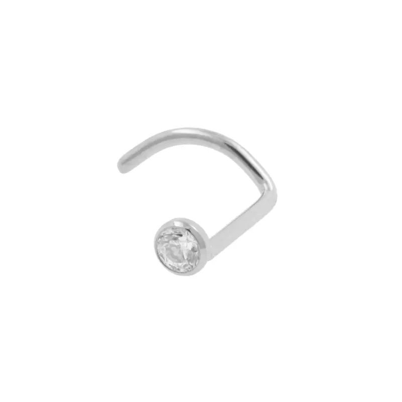 Titanium Neuspiercing Met Zirkonia Zilver