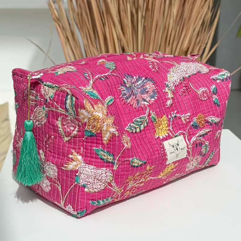 Toilettas bloem roze L