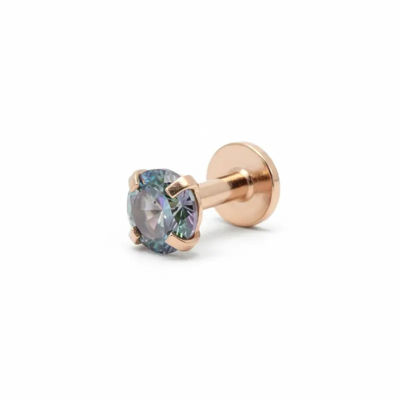 Tragus Helix Piercing – Roségoud – Multicolor Zirkonia