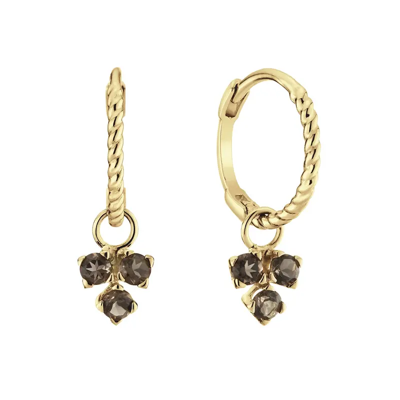 Triangle Smoky Quartz Hoops