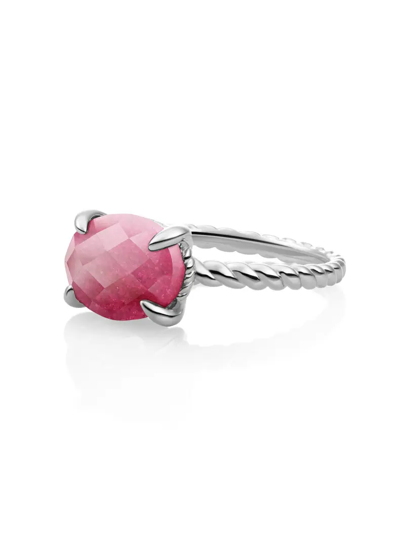 Twist Ring Fuchsia Jade Zilver