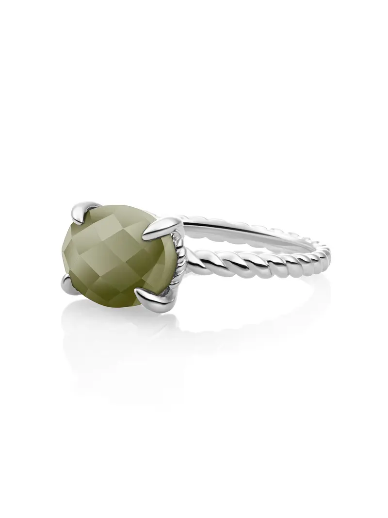 Twist Ring Lime Jade Zilver