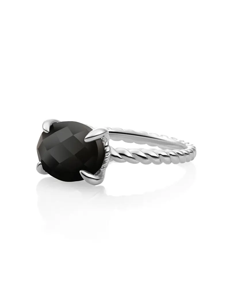 Twist Ring Onyx Zilver