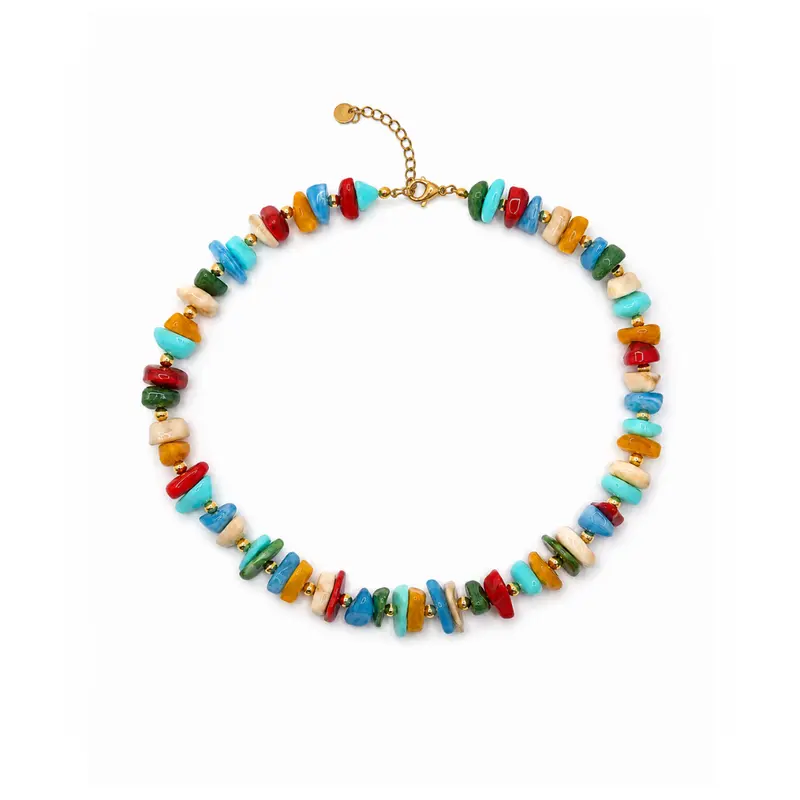 Veelkleurige mixed marble splitkralenketting