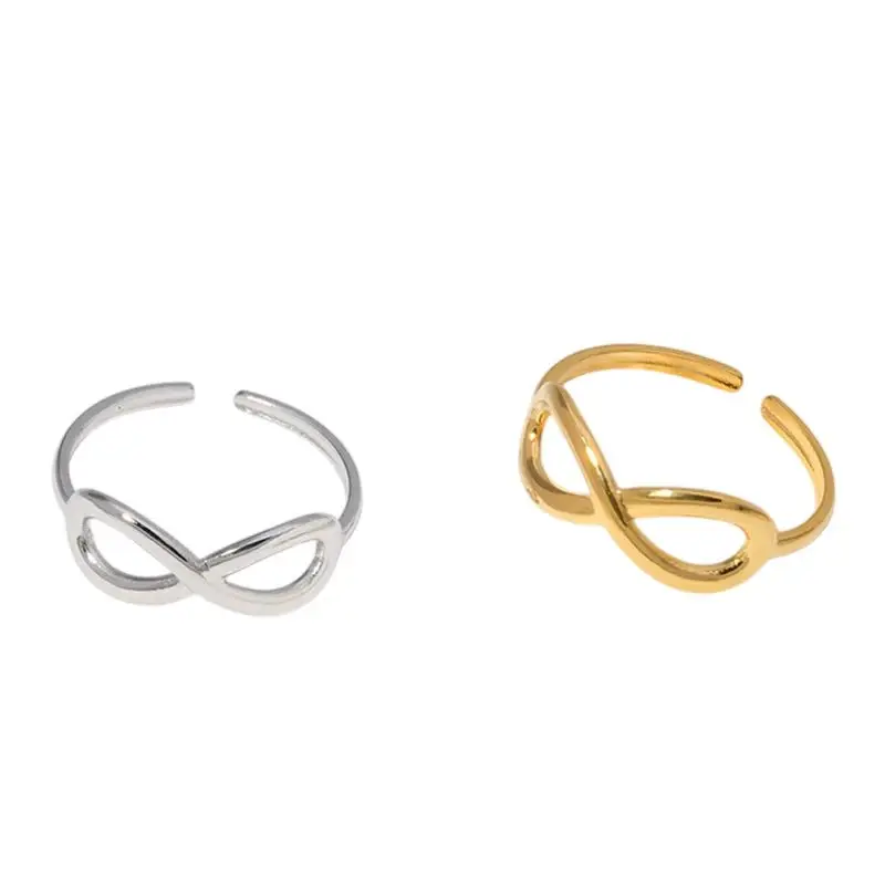 Verstelbare Open Ring RVS 6mm – Infinity Symbool Goud & Zilver