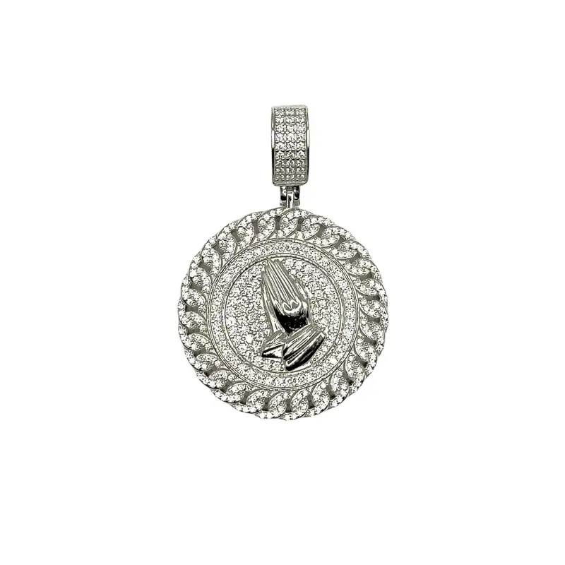 VVS Moissanite Praying Hands Pendant – Silver 925