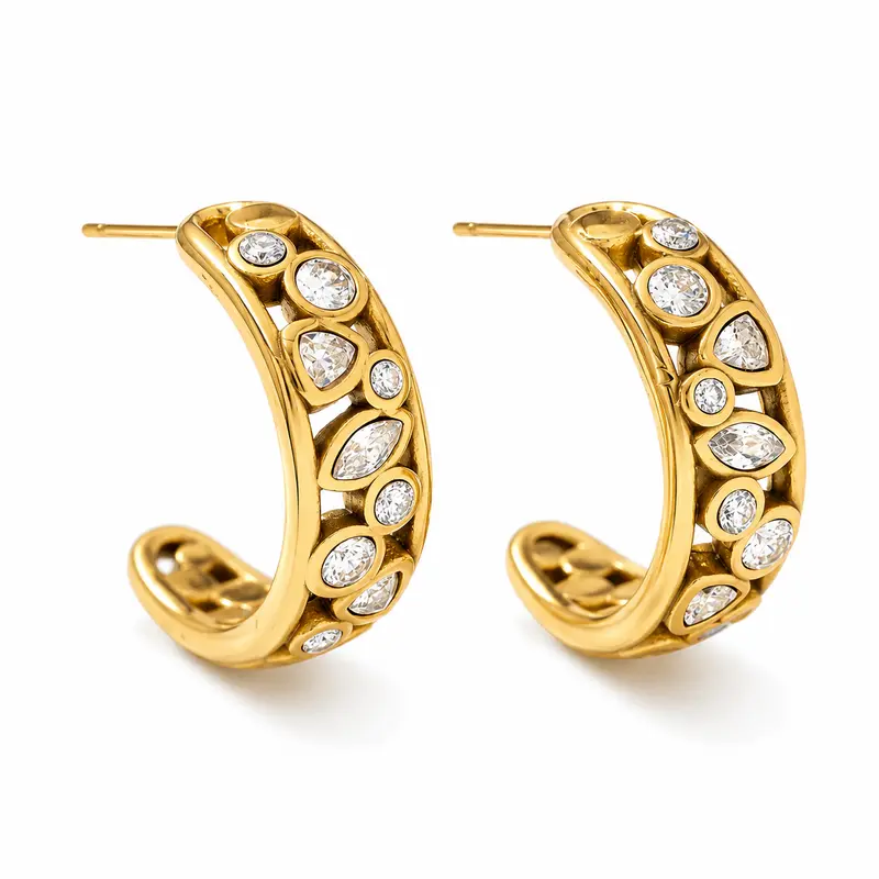 Wild strass hoops oorbellen