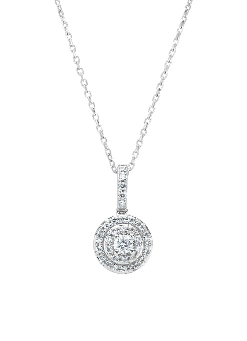 Witgouden collier, 0.19 ct diamant, Petite Romance
