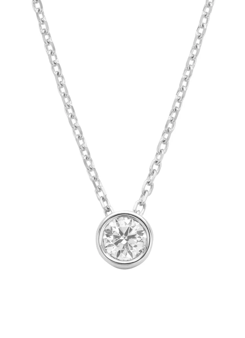Witgouden collier, 0.20 ct diamant, Hearts & Arrows