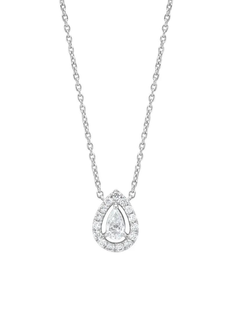 Witgouden collier, 0.24 ct diamant, Petite Romance