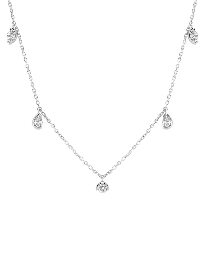 Witgouden collier, 0.42 ct diamant, Starlight