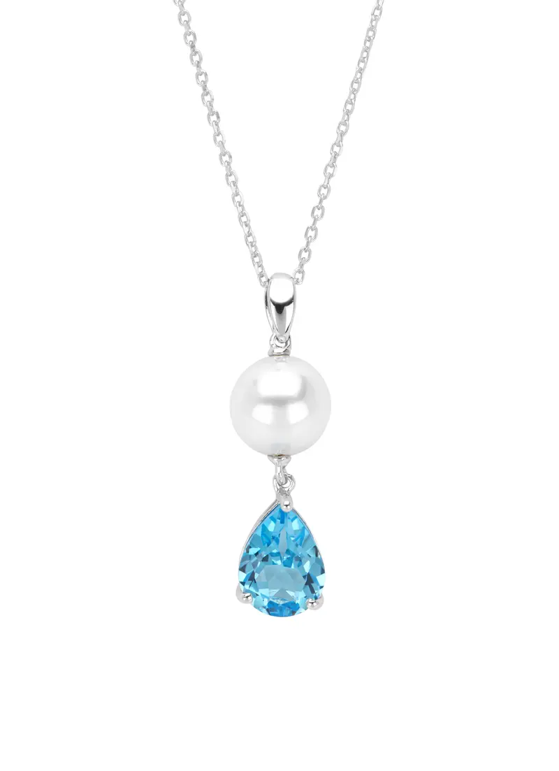 Witgouden collier, 1.19 ct topaas, Rivièra
