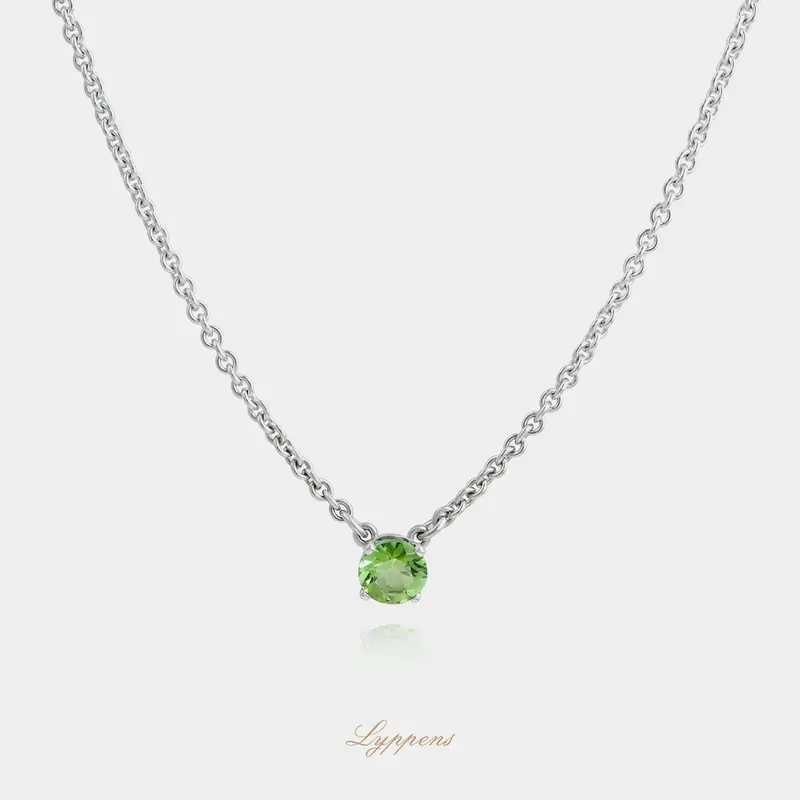 Witgouden collier met toermalijn