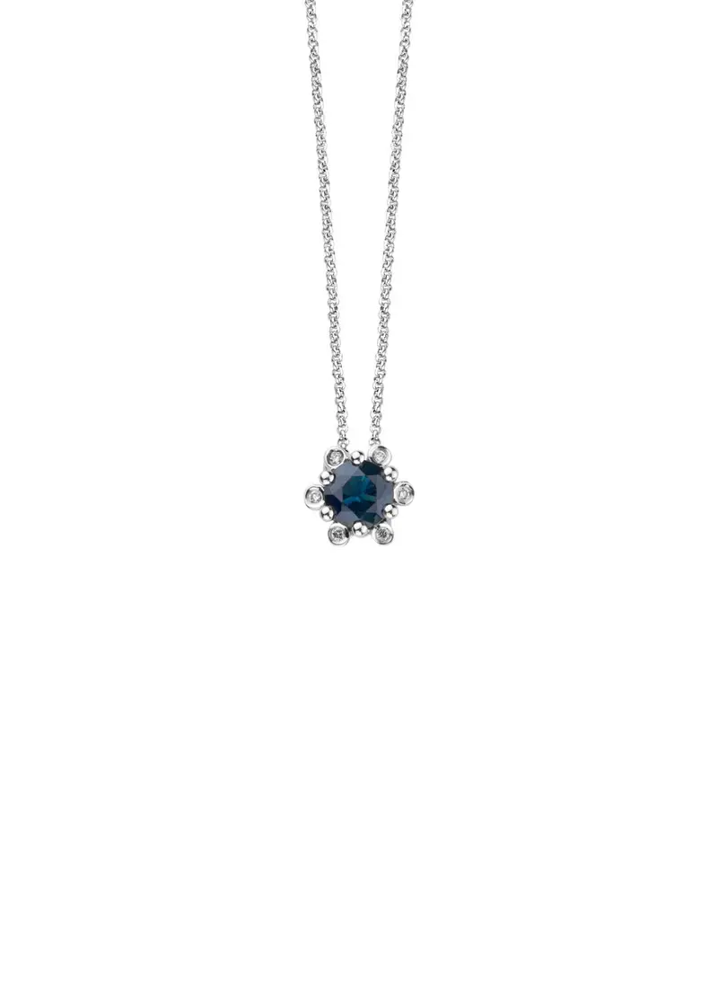 Witgouden hanger, 0.47 ct blauwe saffier, Empress