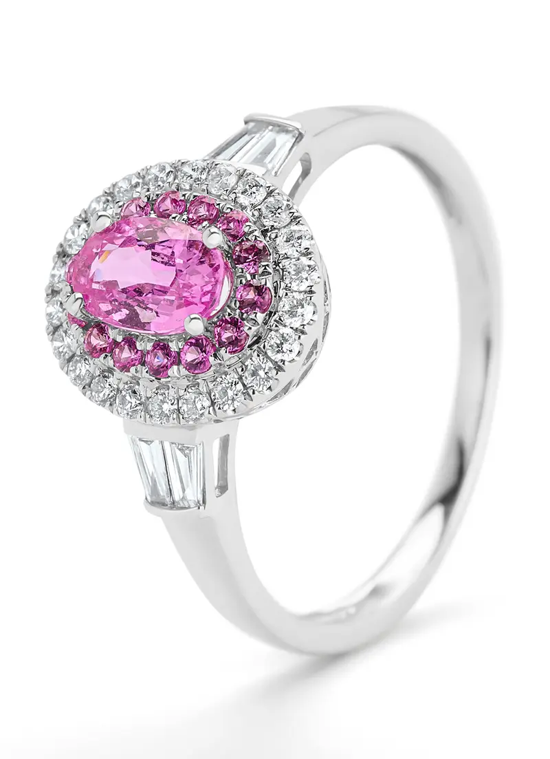 Witgouden ring, 0.65 ct roze saffier, Eden