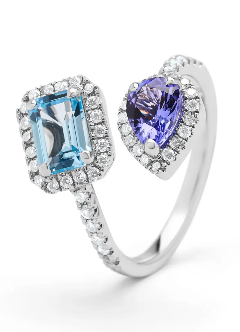 Witgouden ring, 1.09 ct topaas, Gallery