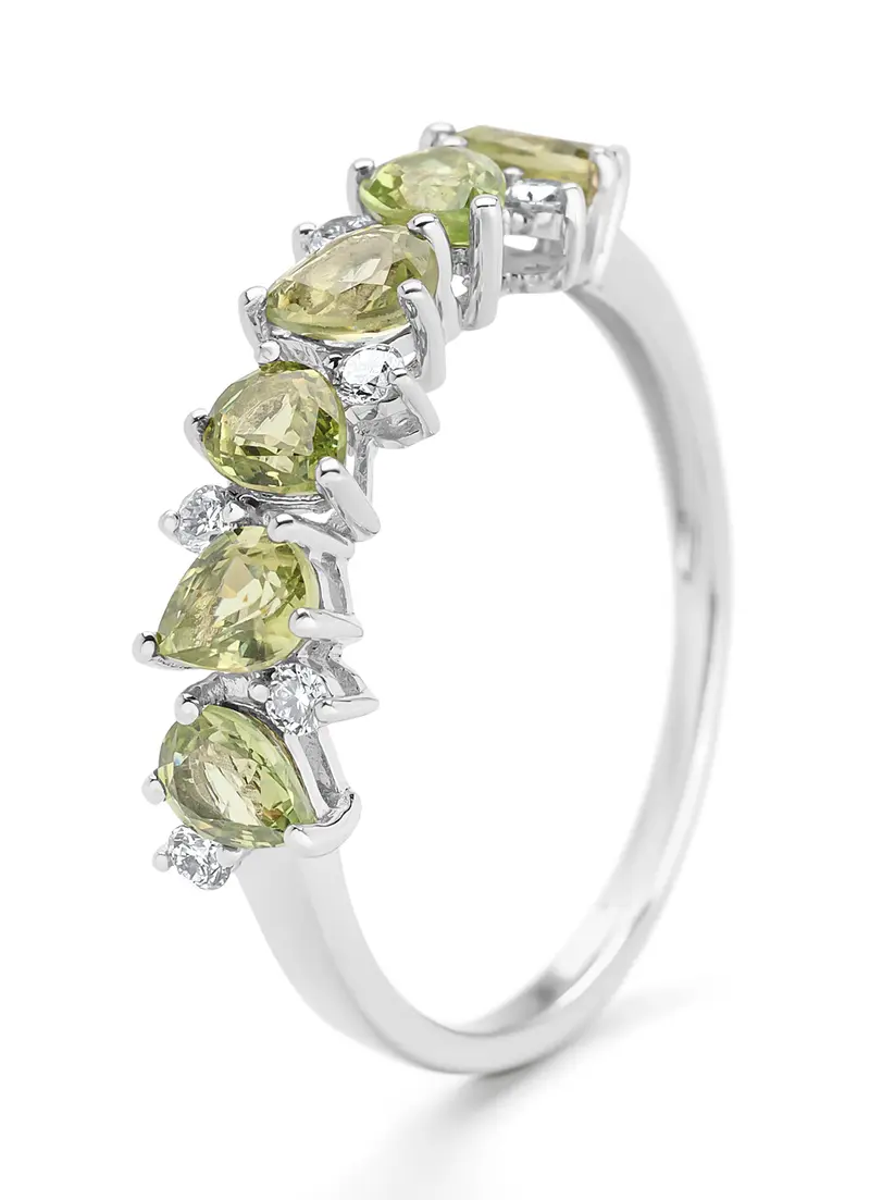 Witgouden ring, 1.19 ct groene saffier, Eden