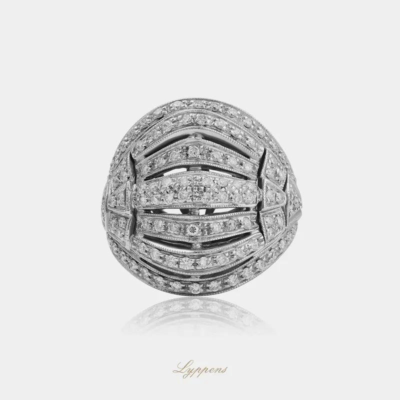 Witgouden vintage ring met diamant