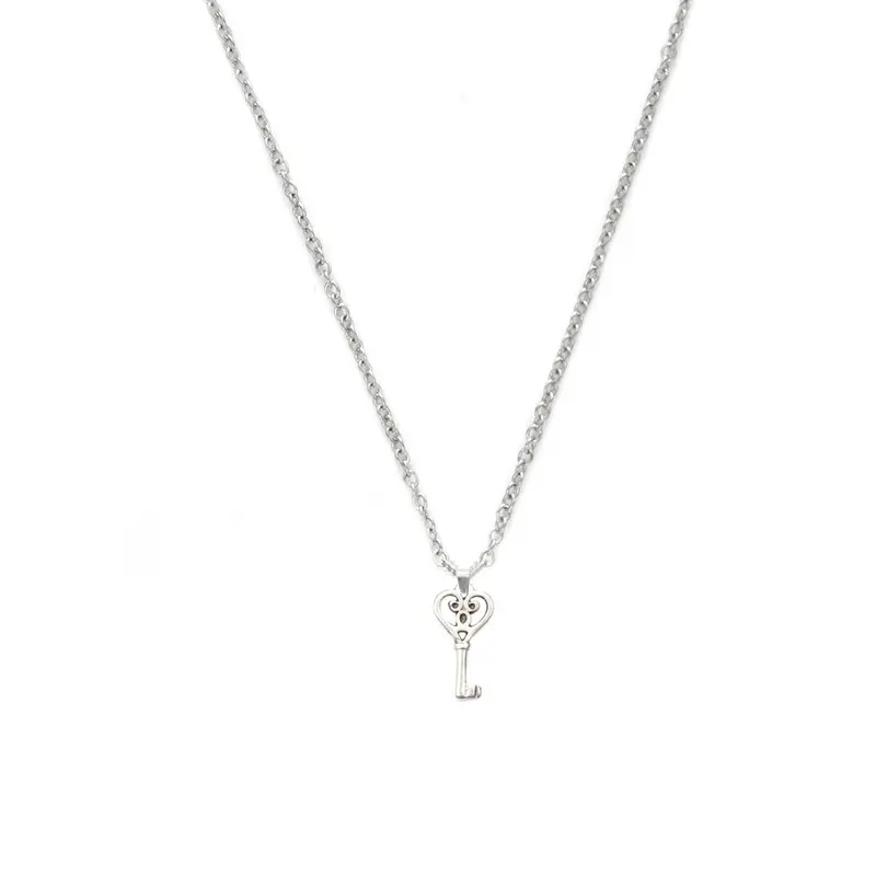 Zilveren ketting heart key