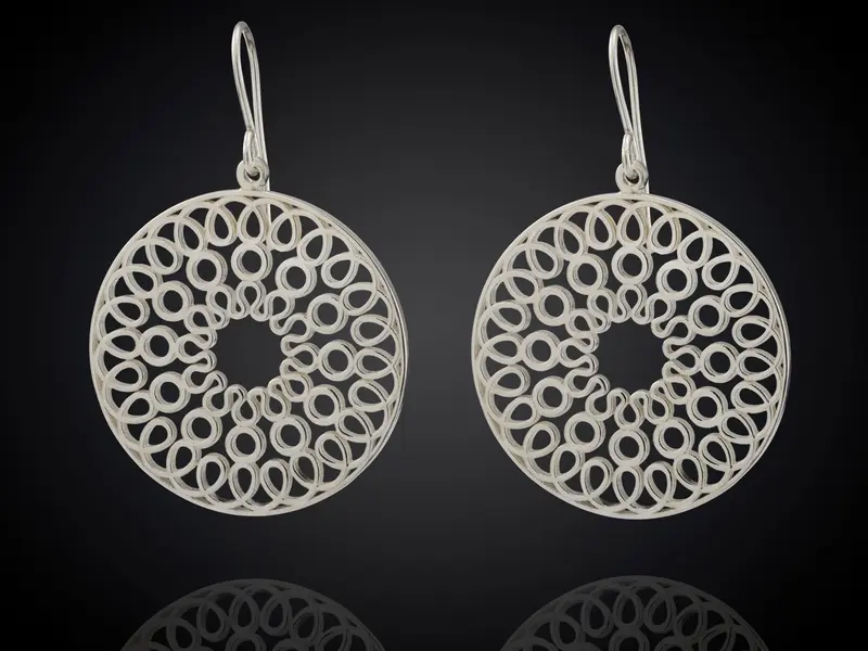 Zilveren mandala oorhangers