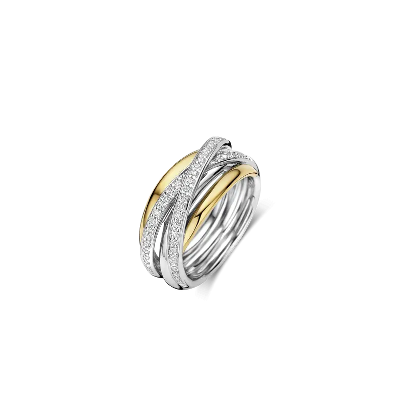 Zirkonia Bicolor Crossover Ring - M model