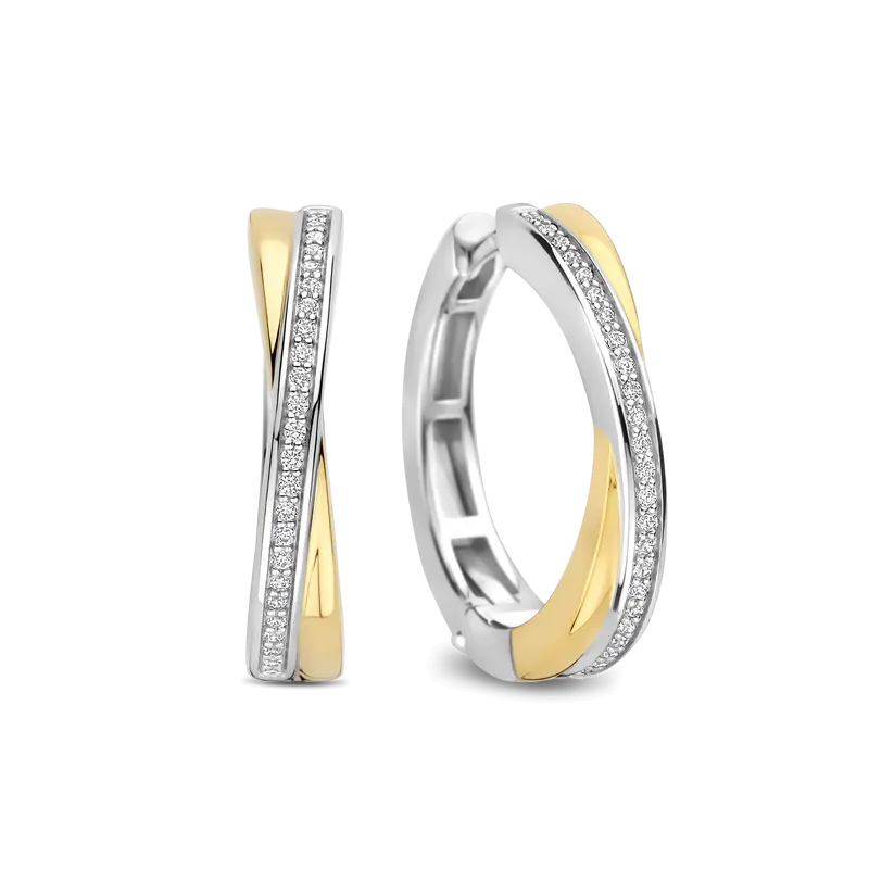Zirkonia Crossover Hoops Goudkleurig