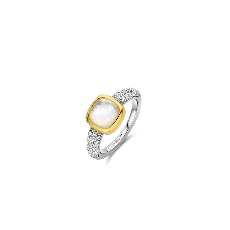 Zirkonia Cushion Ring met parel