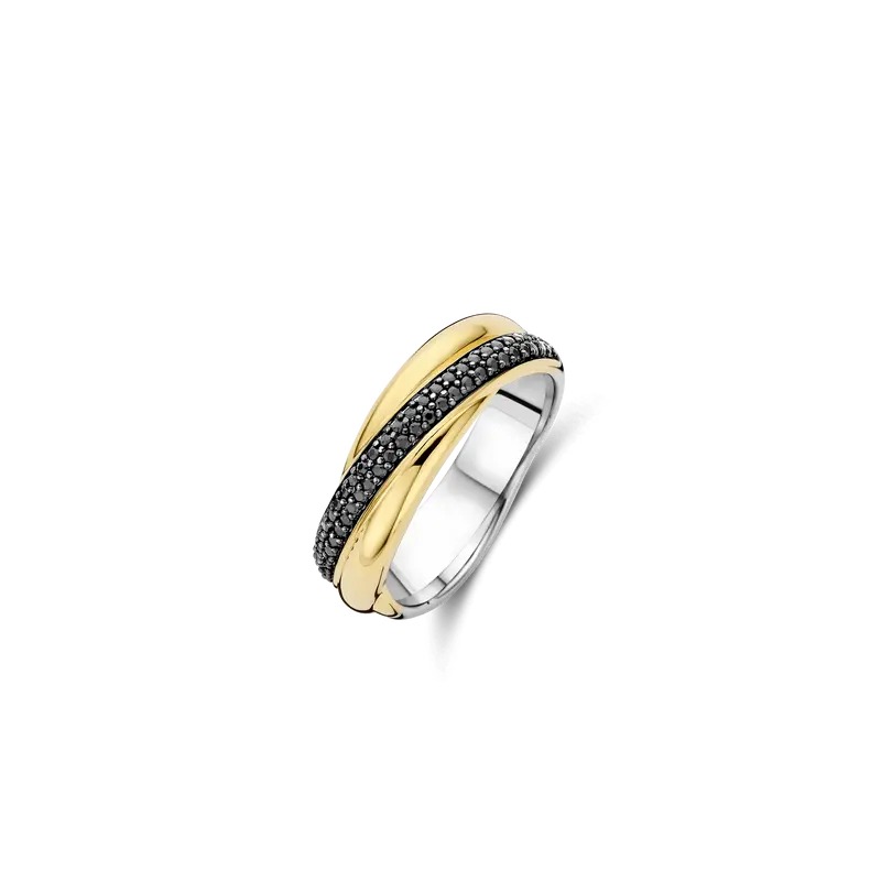 Zwarte Zirkonia Crossover Ring - S model