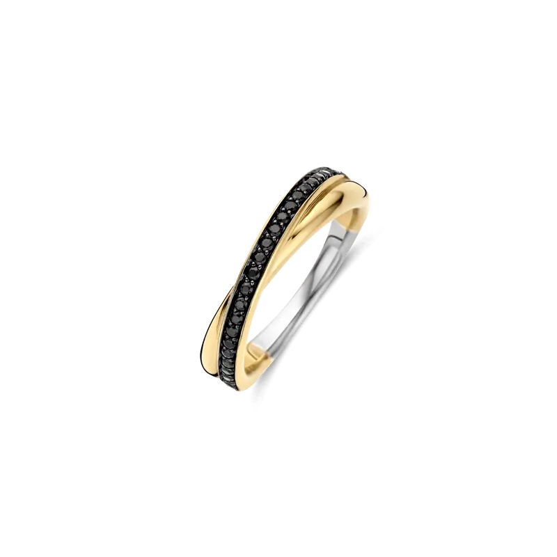 Zwarte Zirkonia Crossover Ring - XS model