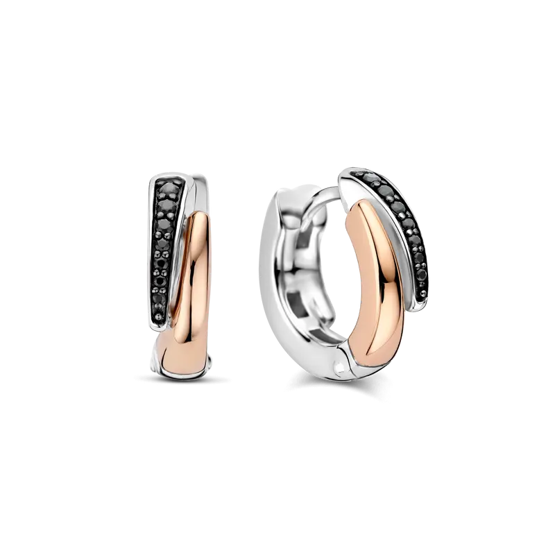 Zwarte Zirkonia Layered Hoops